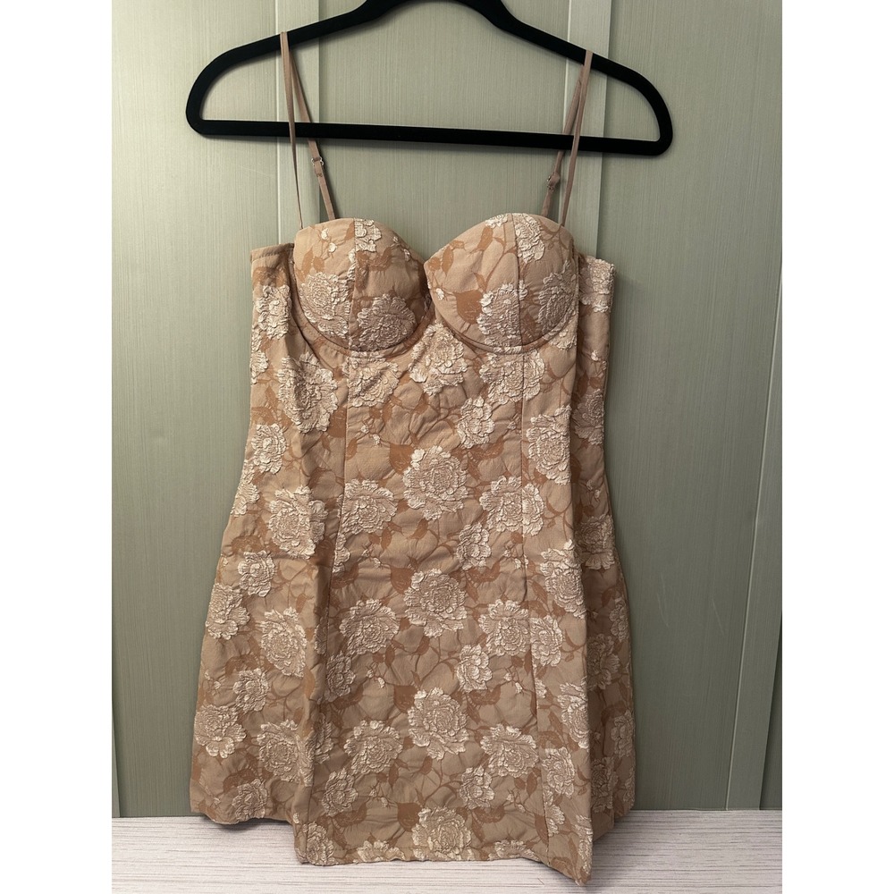 Windsor Taupe Floral Jacquard Bustier Mini Dress NWT GSD309019-TAUPE Size S